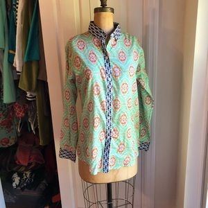 French Curve Patterned Button Up